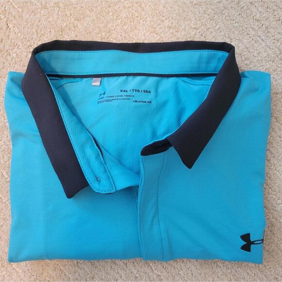 Under Armour Loose Fit Men's Teal Polo Shirt XXL (AT-03) - Picture 7 of 7